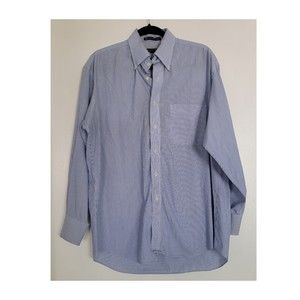 Tommy Hilfiger button up dress shirt blue & white stripes sz 16/32-33 L